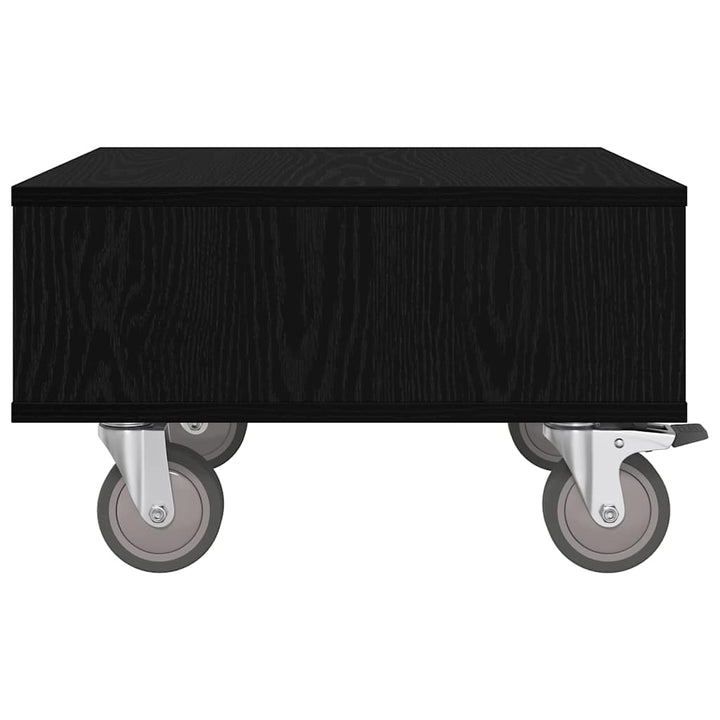 Sidebord med hjul Sort eg 50,5 x 50 x 30 cm Konstrueret træ