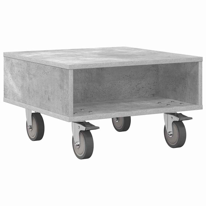 Sidebord med hjul Beton Grå 50,5 x 50 x 30 cm Konstrueret træ