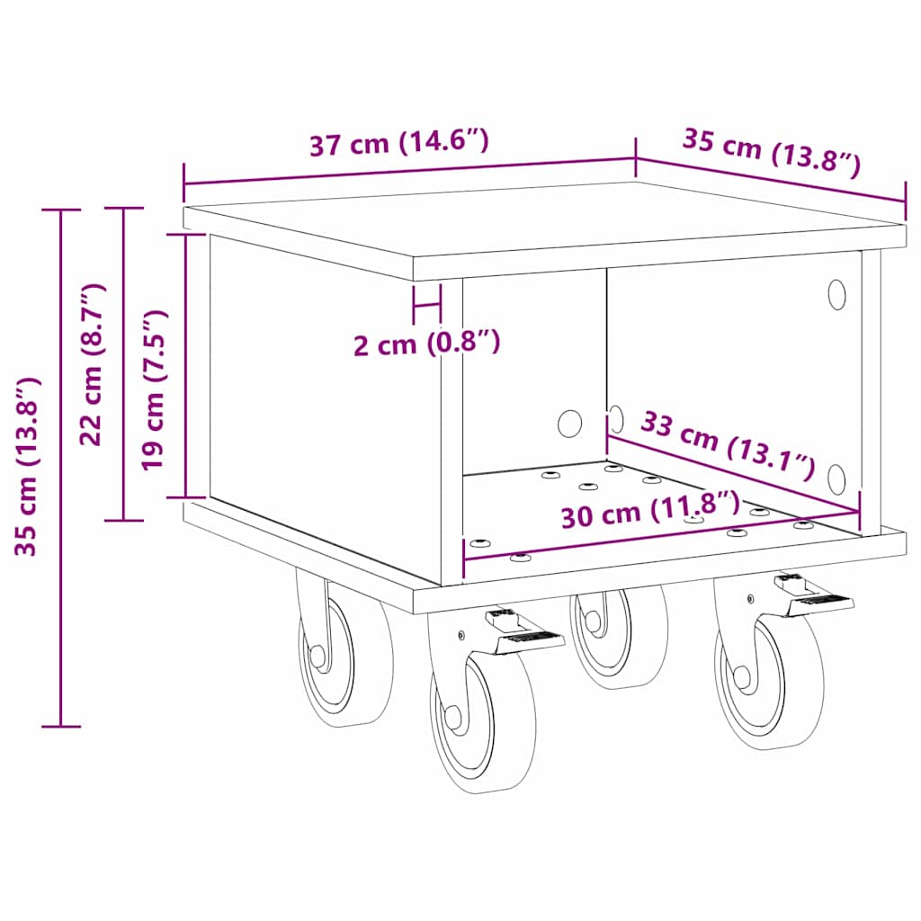 TV-bord Gammelt træ 37 x 35 x 35 cm Konstrueret træ