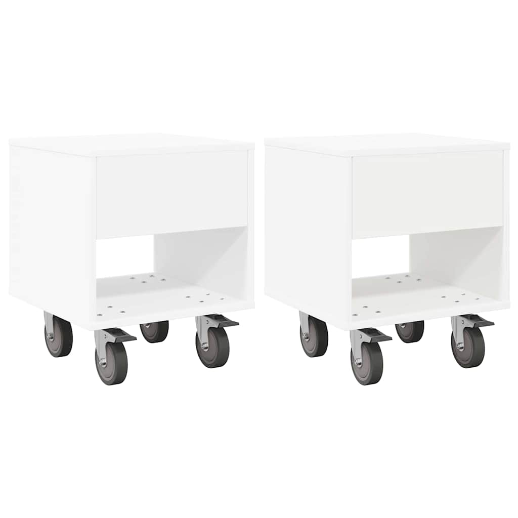 Sengebord 2 pcs Hvid 40,5 x 40 x 48 cm Konstrueret træ