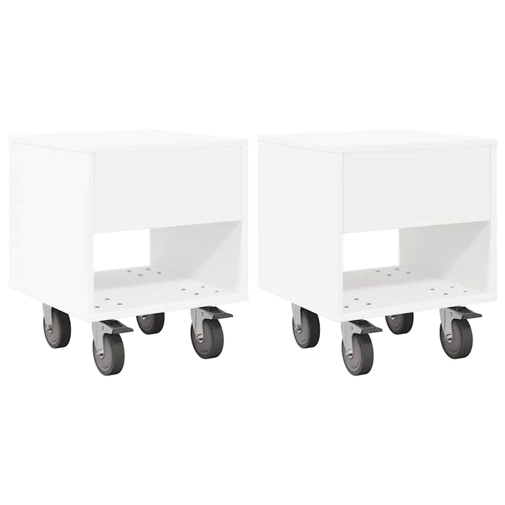 Sengebord 2 pcs Hvid 40,5 x 40 x 48 cm Konstrueret træ