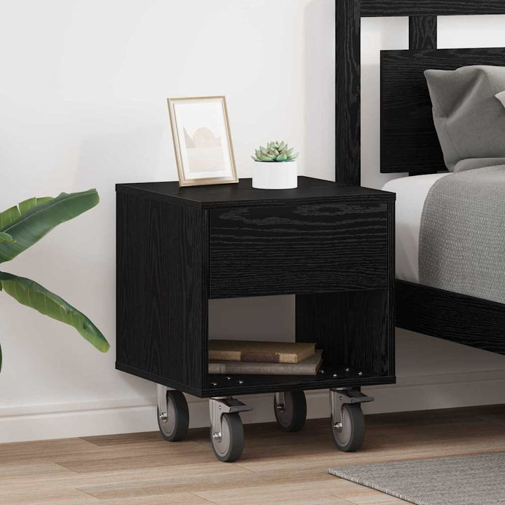 Sengebord 2 pcs Sort eg 40,5 x 40 x 48 cm Konstrueret træ