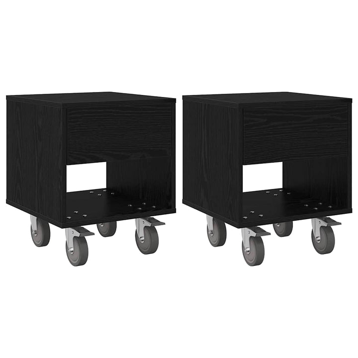 Sengebord 2 pcs Sort eg 40,5 x 40 x 48 cm Konstrueret træ