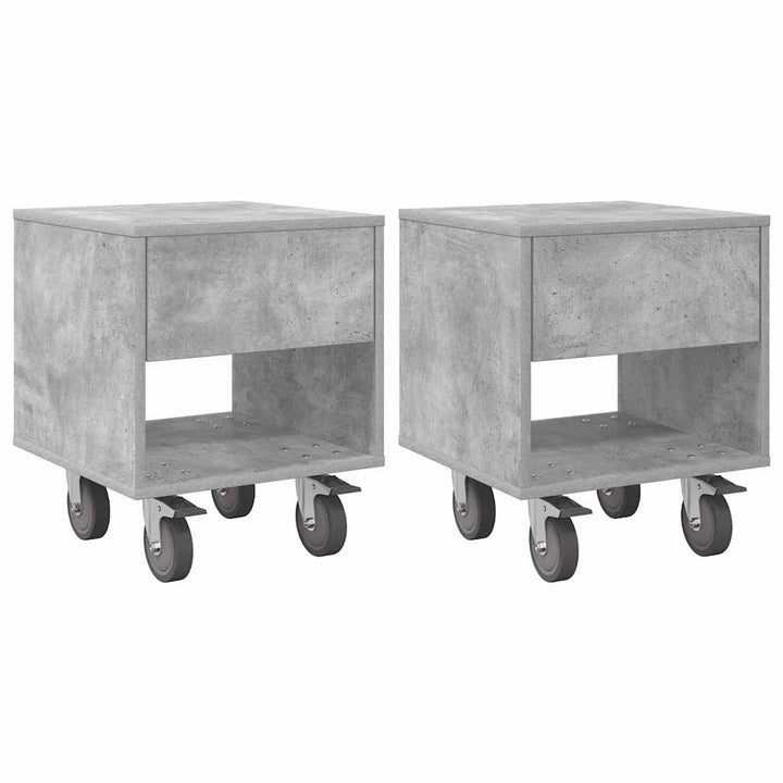 Sengebord 2 pcs Beton Grå 40,5 x 40 x 48 cm Konstrueret træ