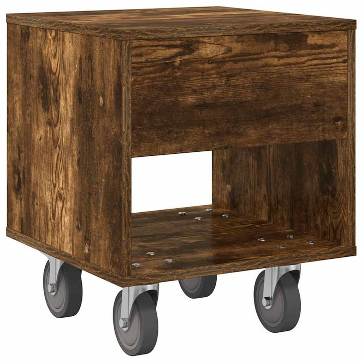 Sengebord 2 pcs Røget eg 40,5 x 40 x 48 cm Konstrueret træ