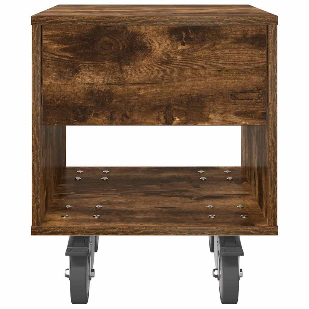 Sengebord 2 pcs Røget eg 40,5 x 40 x 48 cm Konstrueret træ