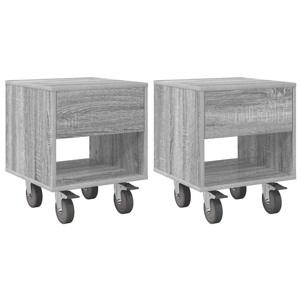 Sengebord 2 pcs Grå Sonoma 40,5 x 40 x 48 cm Konstrueret træ