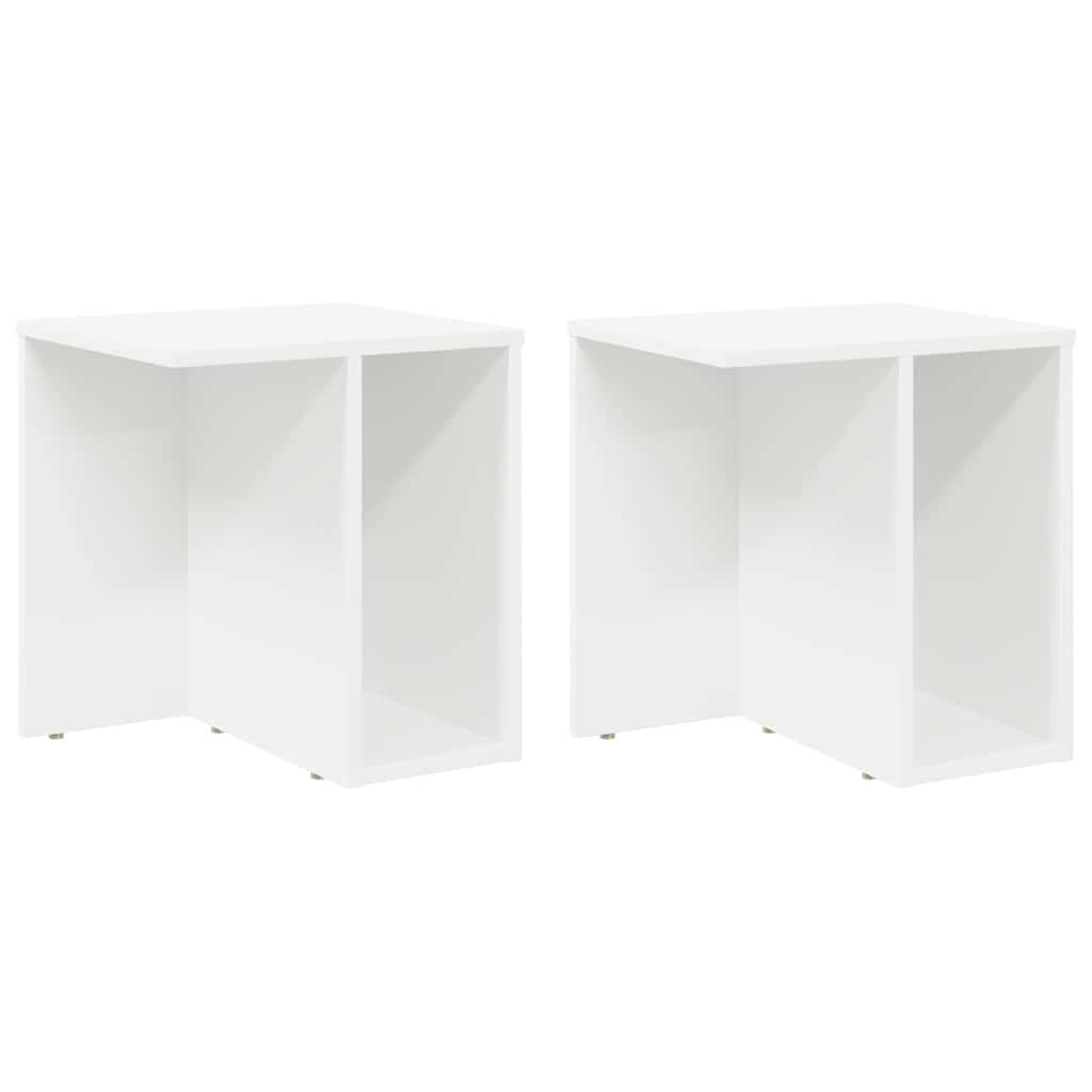 Endebord 2 pcs Hvid 37 x 32 x 40 cm Konstrueret træ