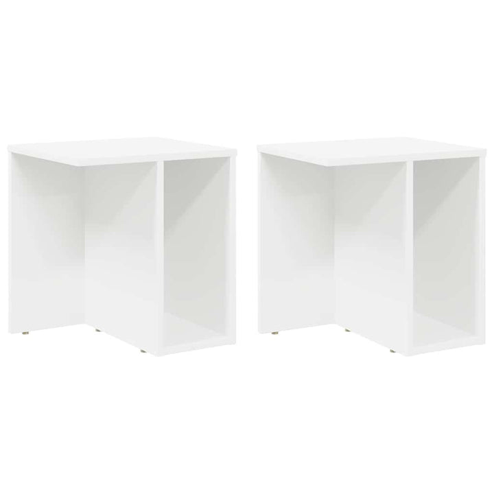 Endebord 2 pcs Hvid 37 x 32 x 40 cm Konstrueret træ