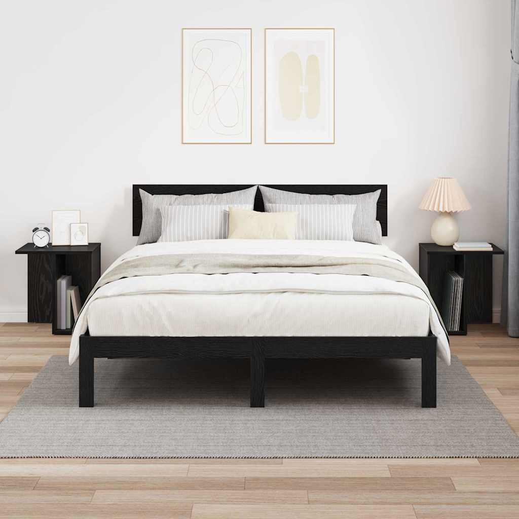 Endebord 2 pcs Sort eg 37 x 32 x 40 cm Konstrueret træ