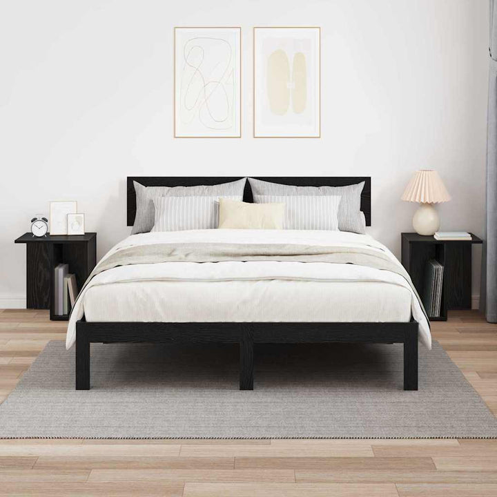 Endebord 2 pcs Sort eg 37 x 32 x 40 cm Konstrueret træ