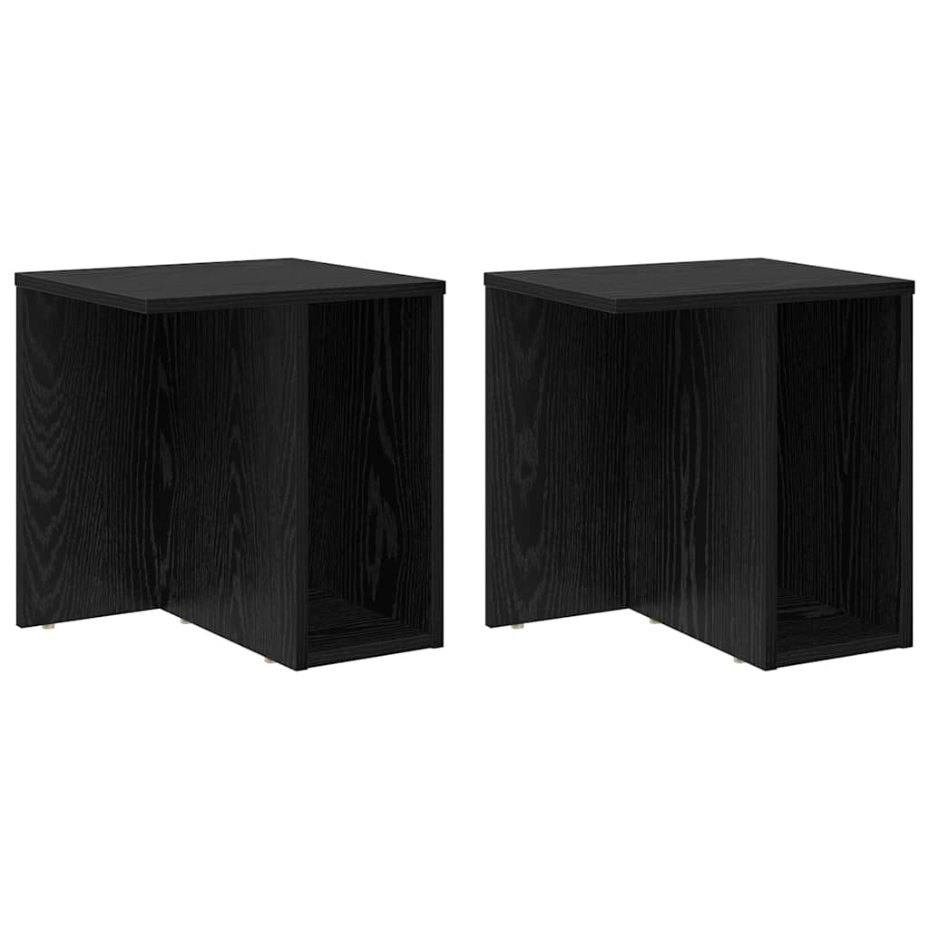 Endebord 2 pcs Sort eg 37 x 32 x 40 cm Konstrueret træ