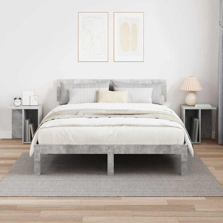 Endebord 2 pcs Beton Grå 37 x 32 x 40 cm Konstrueret træ