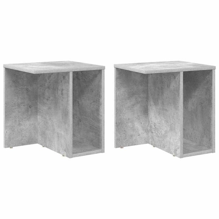 Endebord 2 pcs Beton Grå 37 x 32 x 40 cm Konstrueret træ