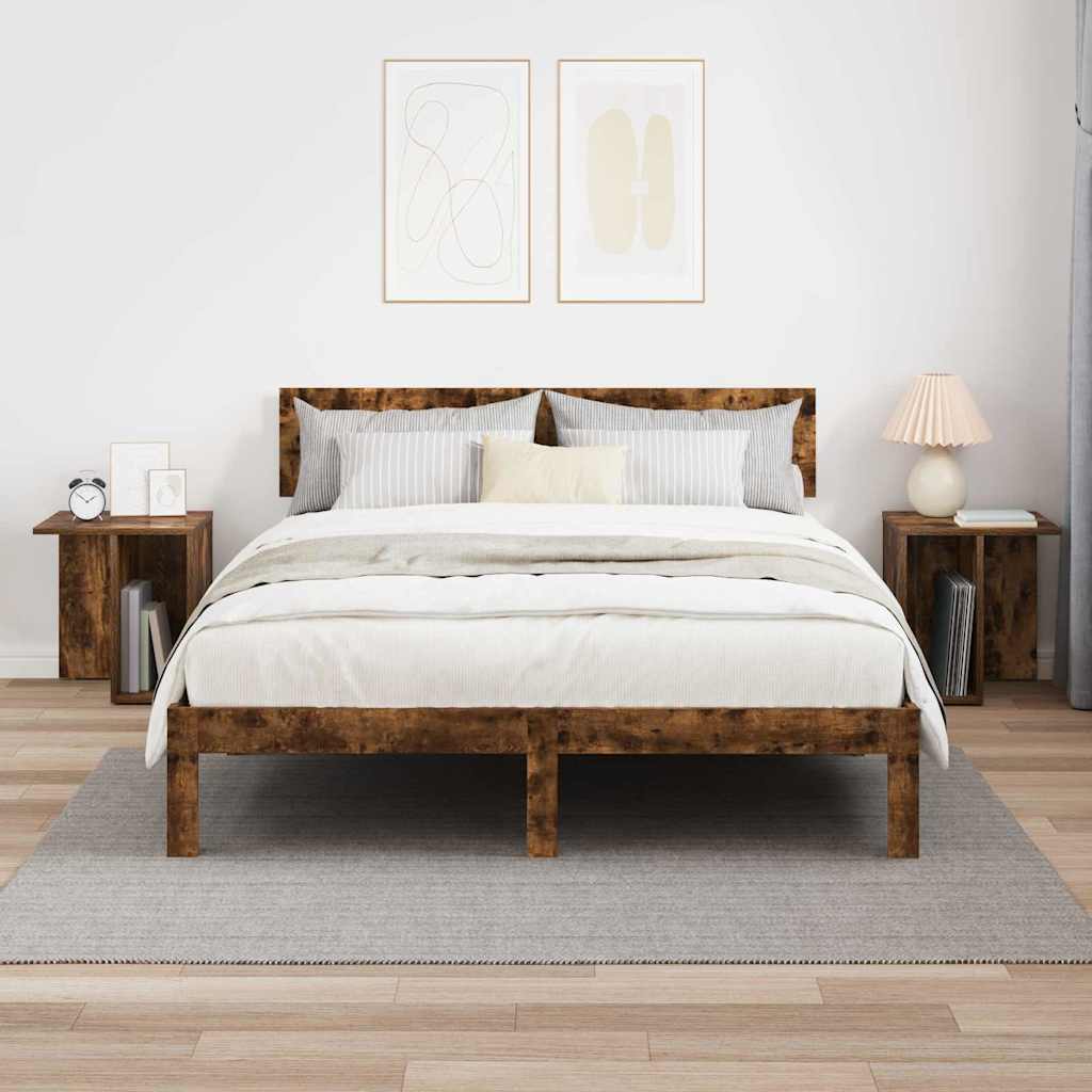 Endebord 2 pcs Røget eg 37 x 32 x 40 cm Konstrueret træ