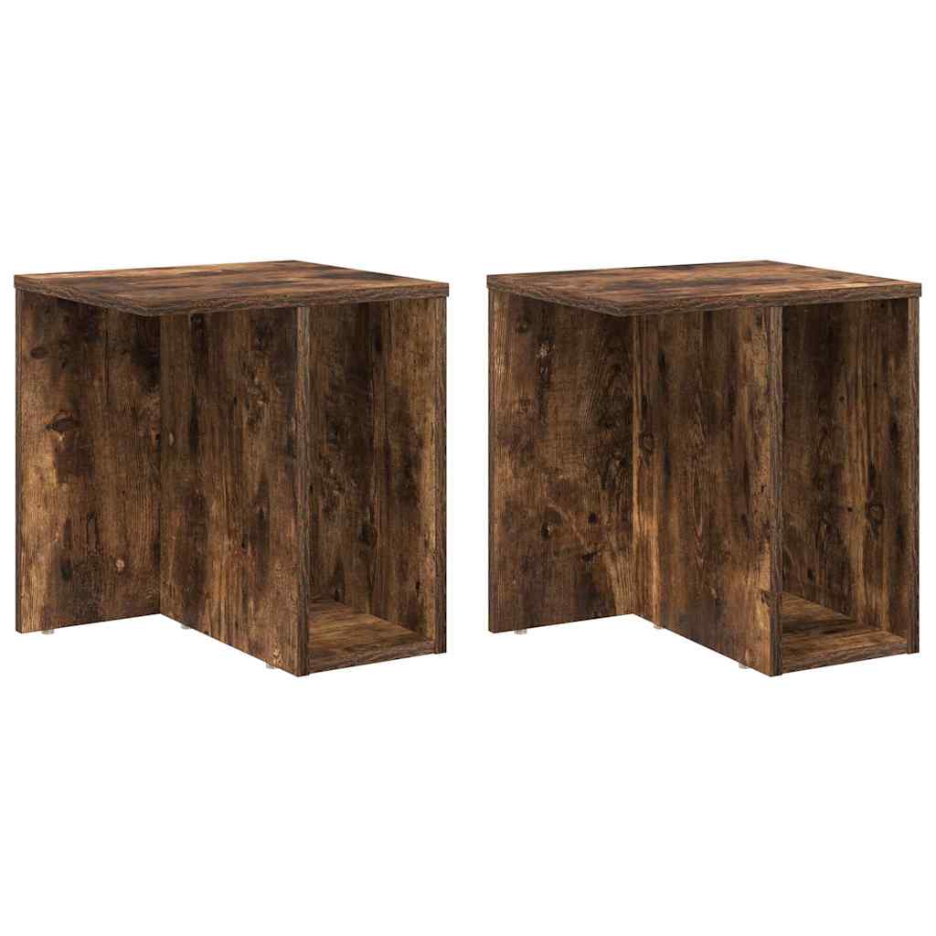 Endebord 2 pcs Røget eg 37 x 32 x 40 cm Konstrueret træ