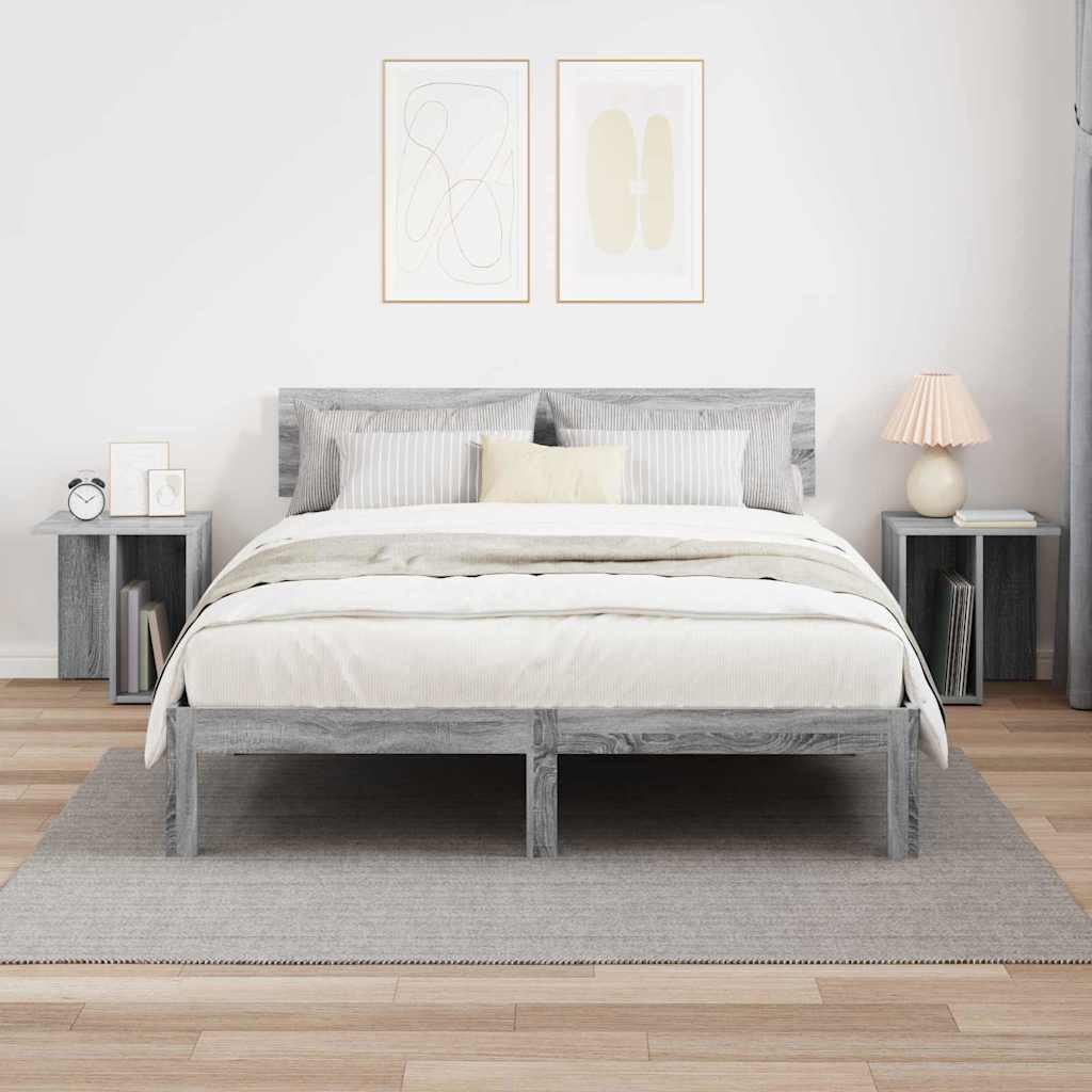 Endebord 2 pcs Grå Sonoma 37 x 32 x 40 cm Konstrueret træ