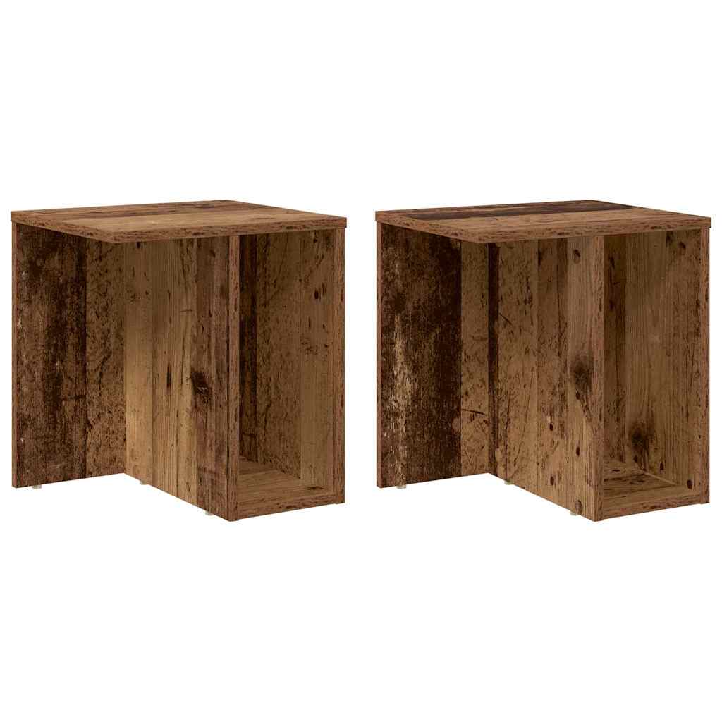 Endebord 2 pcs Gammelt træ 37 x 32 x 40 cm Konstrueret træ