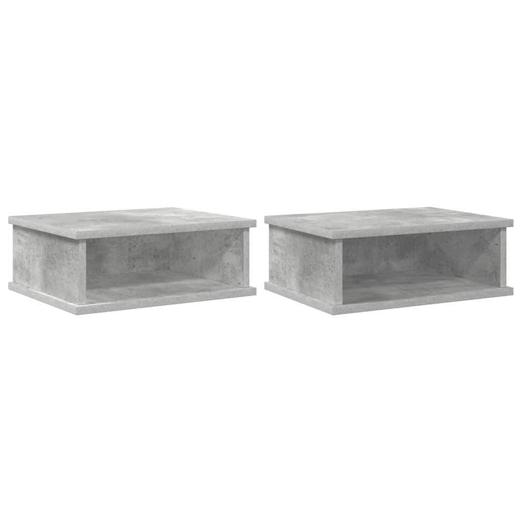 Sengebord 2 pcs Beton Grå 40 x 31 x 15 cm Konstrueret træ