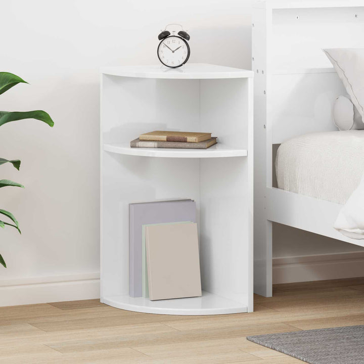 Endebord Høj gloss hvid 29,6 x 29,6 x 60 cm Konstrueret træ