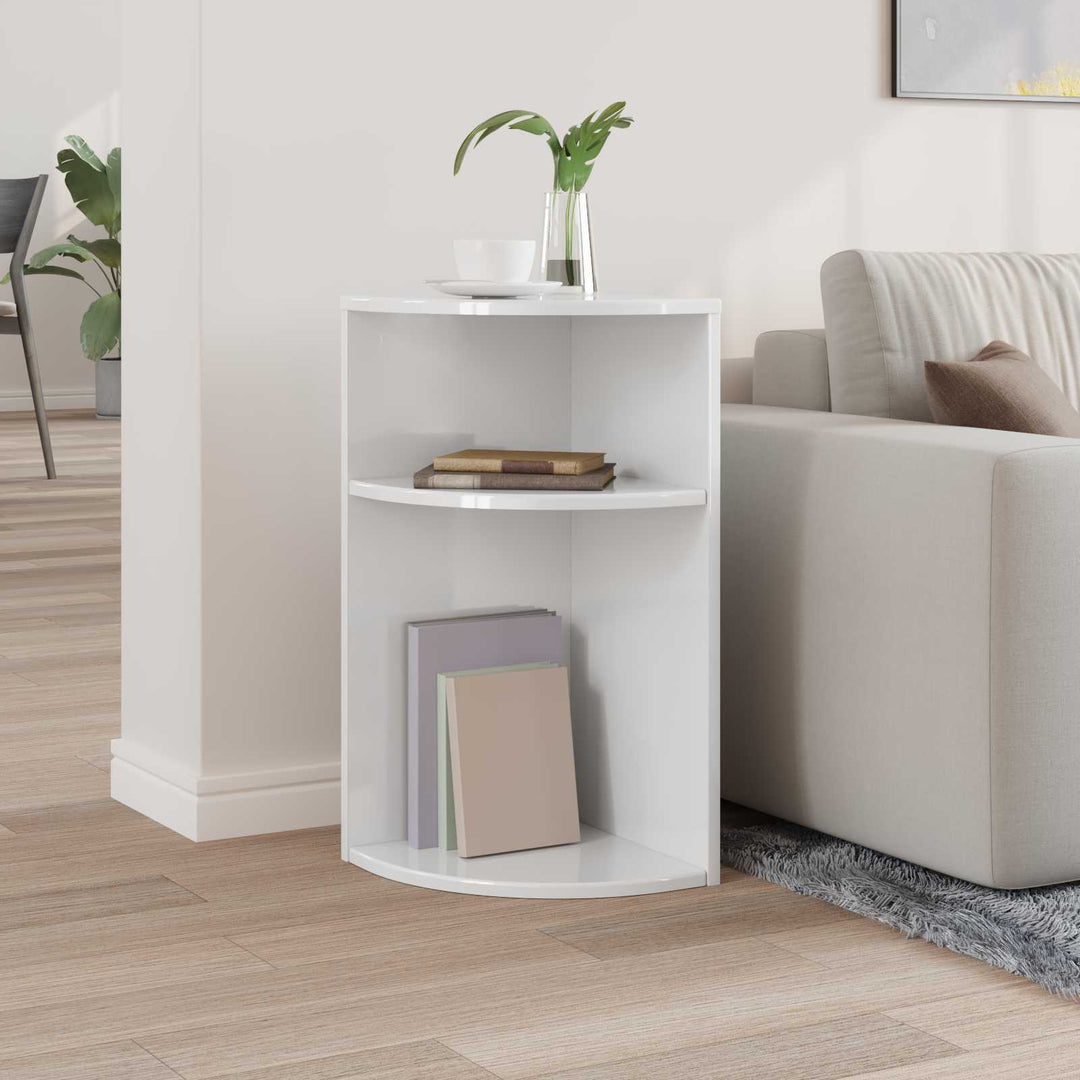 Endebord Høj gloss hvid 29,6 x 29,6 x 60 cm Konstrueret træ
