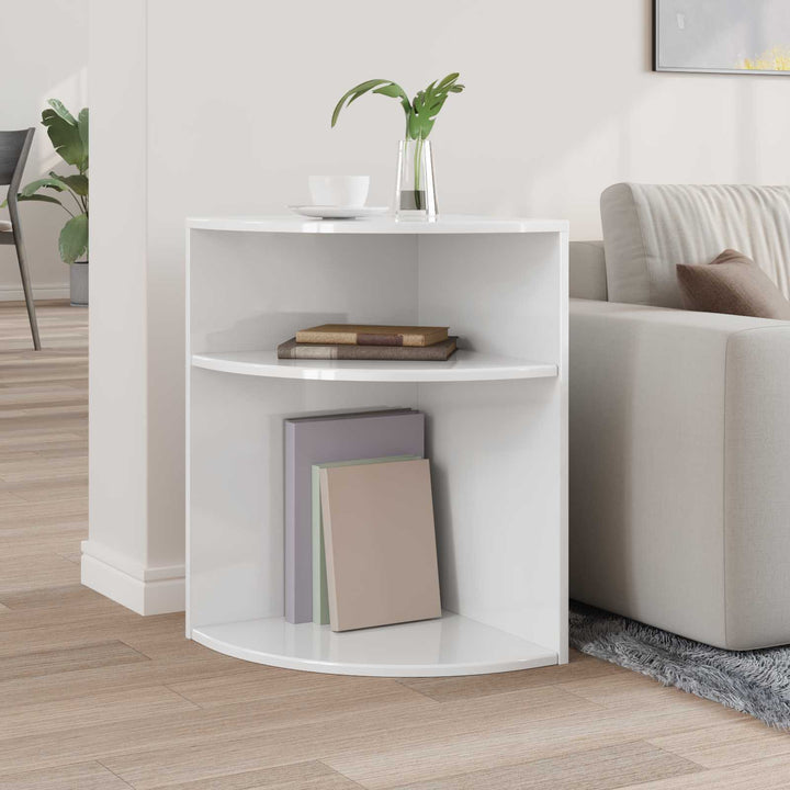 Endebord Høj gloss hvid 39,7 x 39,7 x 60 cm Konstrueret træ