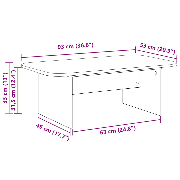 Sofabord Sort 93 x 53 x 33 cm Konstrueret træ