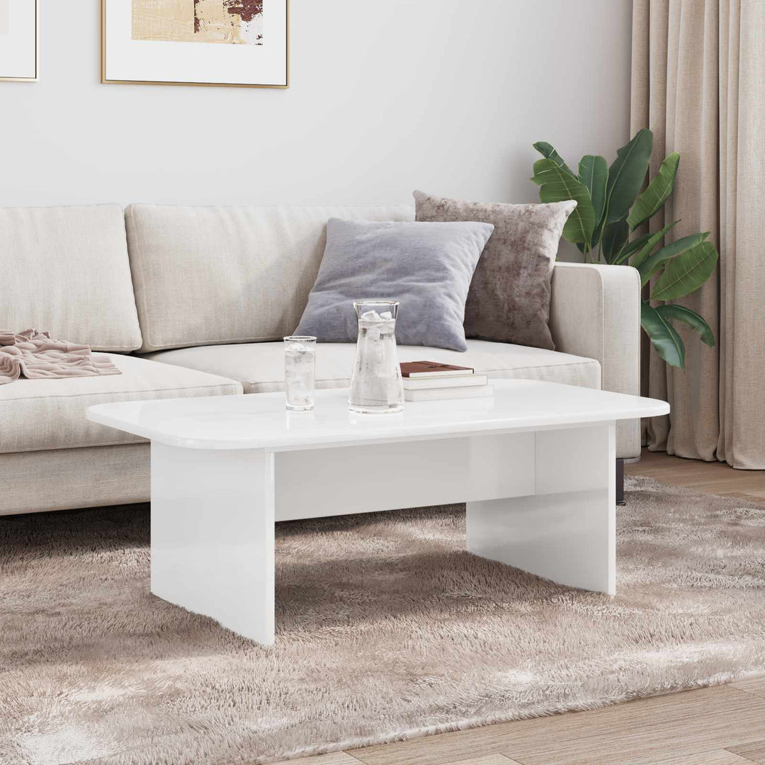 Sofabord Høj gloss hvid 93 x 53 x 33 cm Konstrueret træ