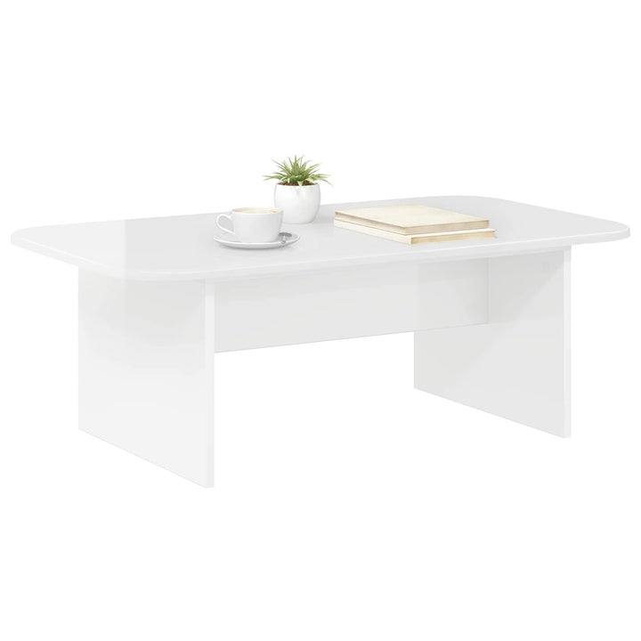 Sofabord Høj gloss hvid 93 x 53 x 33 cm Konstrueret træ