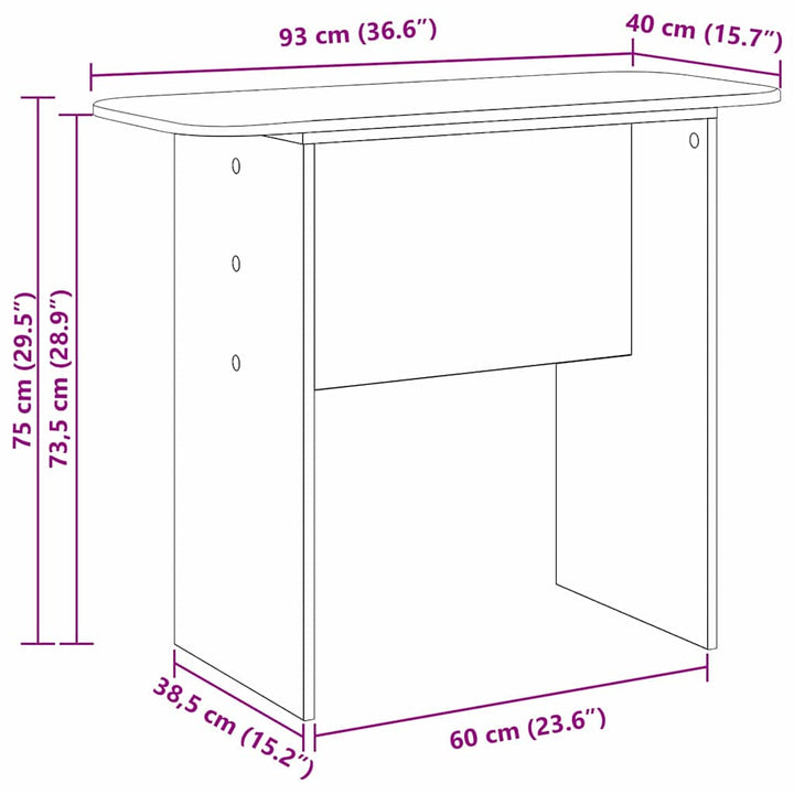 Konsolbord Røget eg 93 x 40 x 75 cm Konstrueret træ