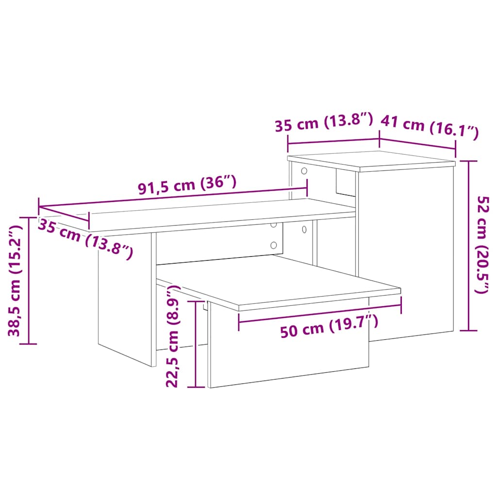 Konsolbord Artisan Egetræ 91,5 x 35 x 38,5 cm Konstrueret træ