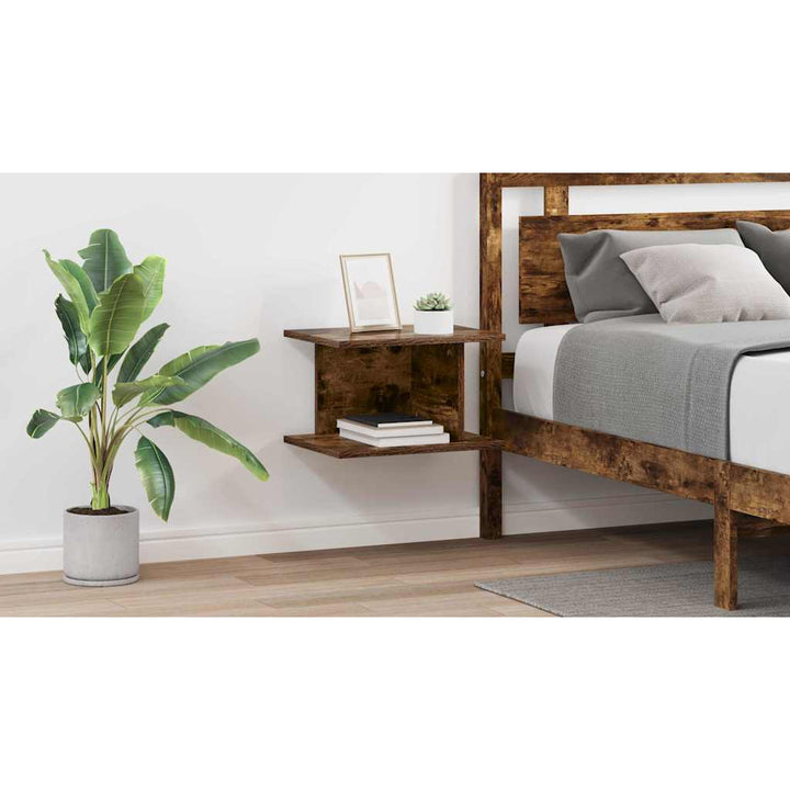 Sengebord 2 pcs Røget eg 40 x 30 x 25 cm Konstrueret træ