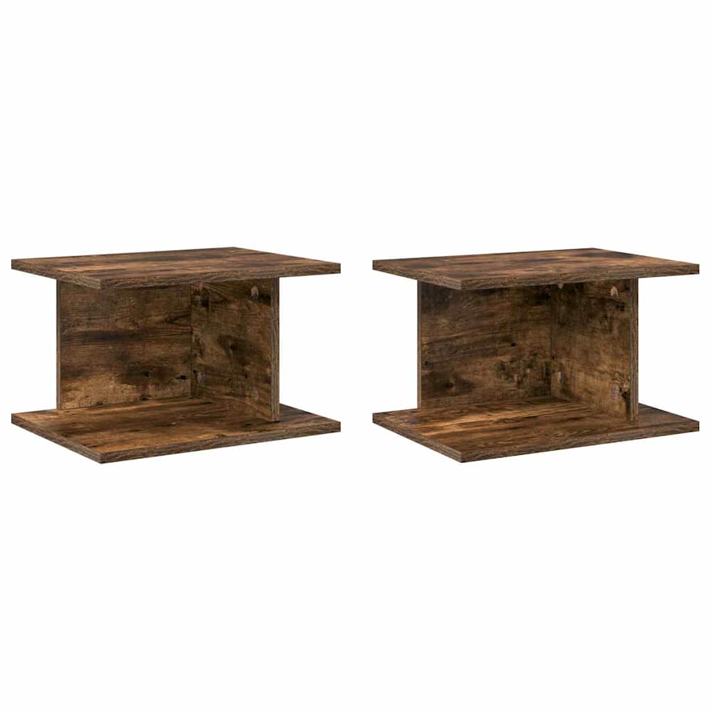 Sengebord 2 pcs Røget eg 40 x 30 x 25 cm Konstrueret træ