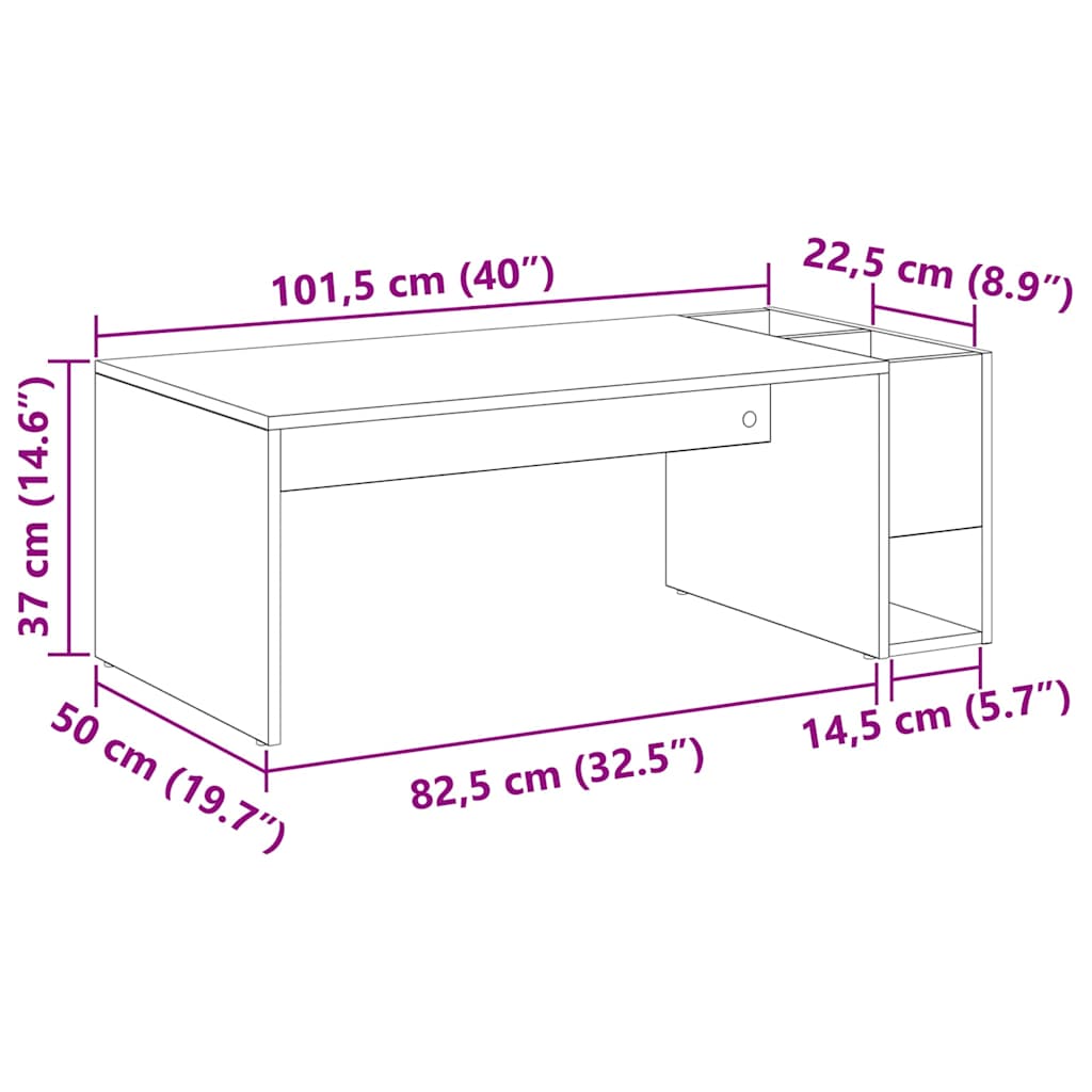 Sofabord Beton Grå 101,5 x 50 x 37 cm Konstrueret træ