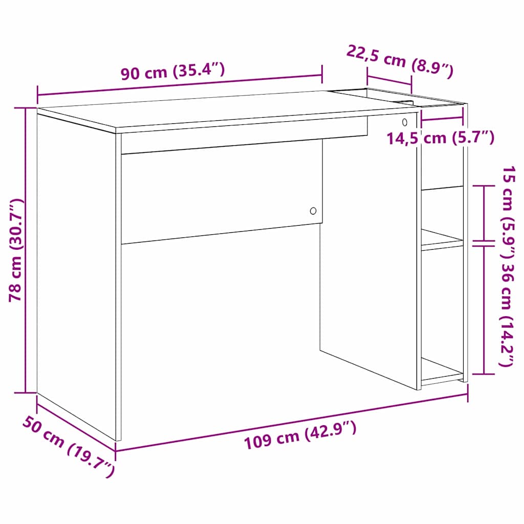 Bord Sort eg 109 x 50 x 78 cm Konstrueret træ