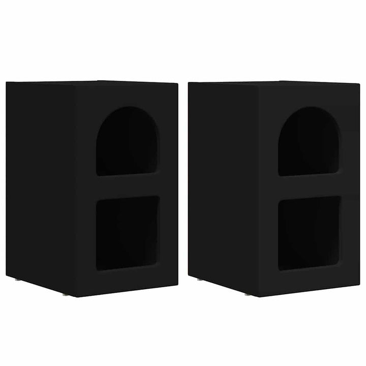 Sengebord ELST 2 stk. Sort 29,5 x 33,5 x 50 cm Konstrueret træ