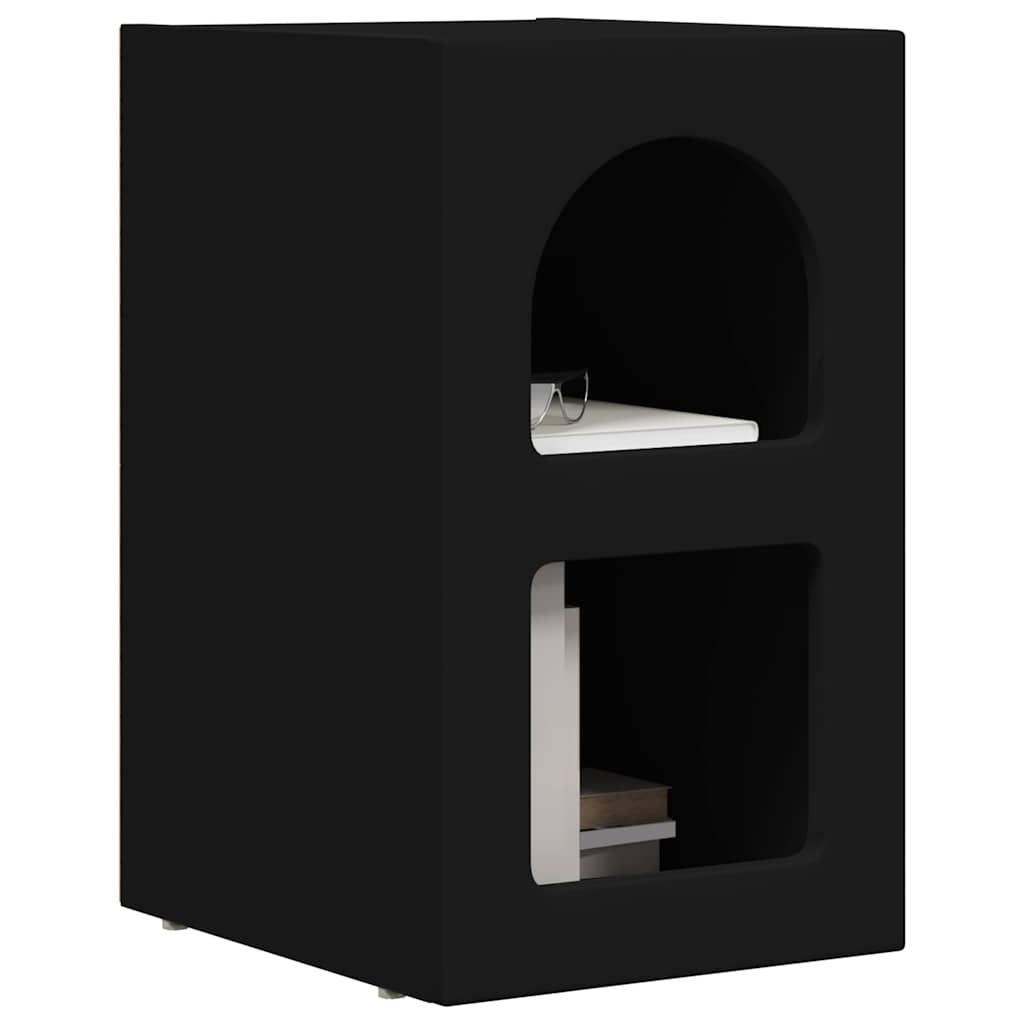 Sengebord ELST 2 stk. Sort 29,5 x 33,5 x 50 cm Konstrueret træ