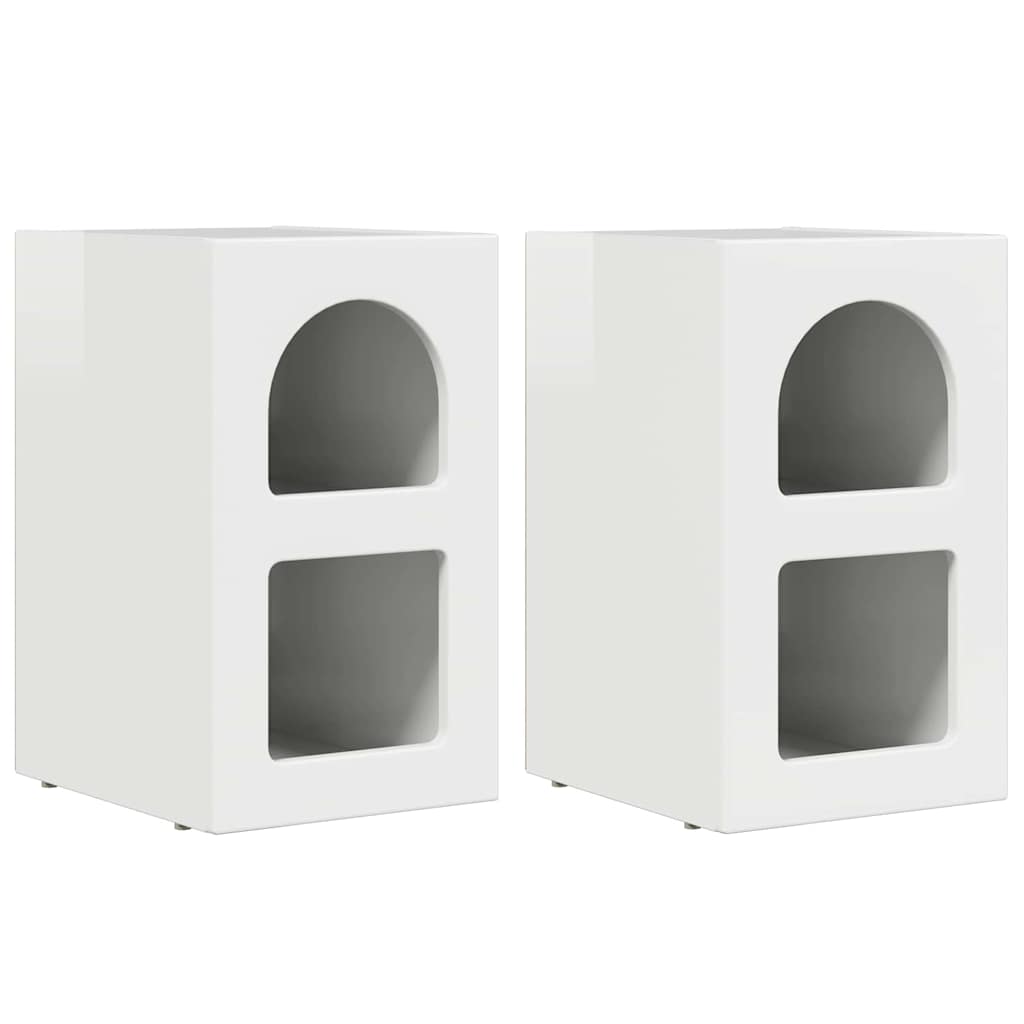 Sengebord ELST 2 stk. Høj gloss hvid 29,5 x 33,5 x 50 cm