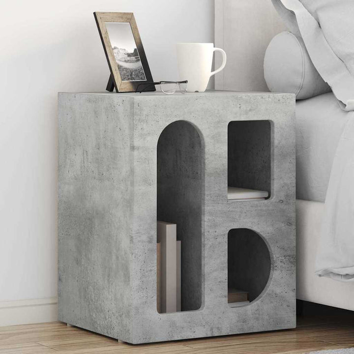 Sengebord 2 pcs Beton Grå 40 x 35 x 50 cm Konstrueret træ
