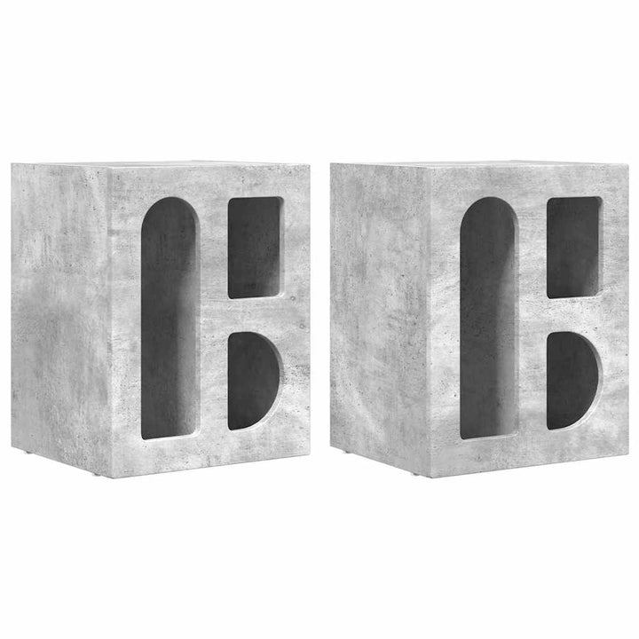 Sengebord 2 pcs Beton Grå 40 x 35 x 50 cm Konstrueret træ