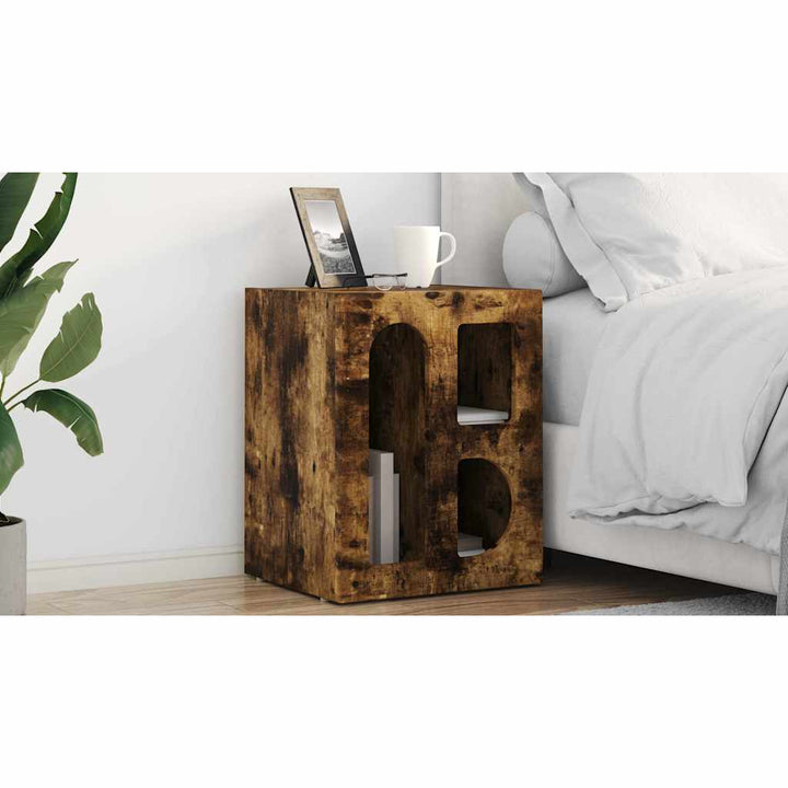 Sengebord ELST 2 stk. Røget eg 40 x 35 x 50 cm Konstrueret træ