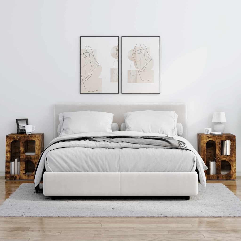 Sengebord 2 pcs Røget eg 40 x 35 x 50 cm Konstrueret træ