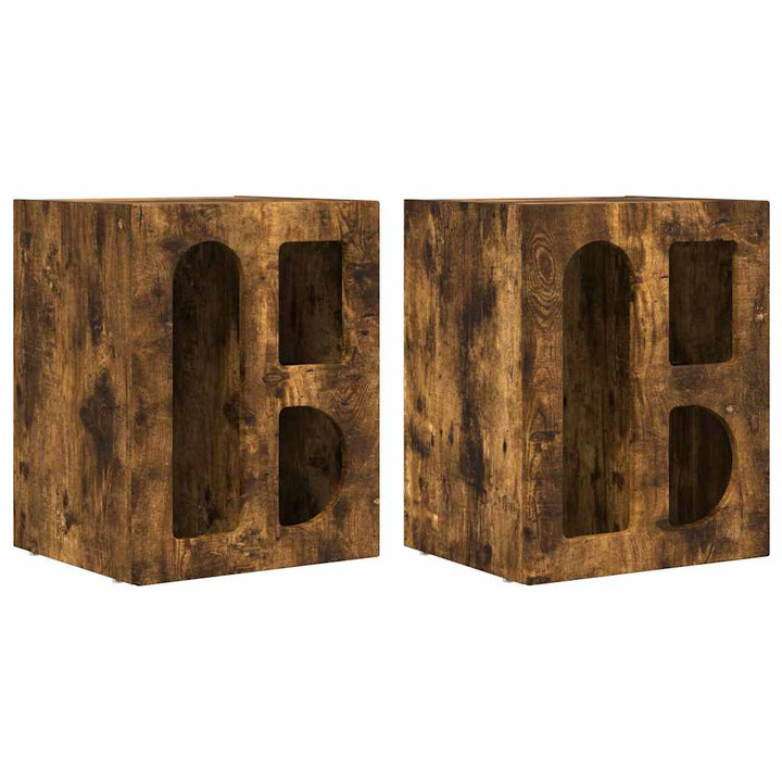 Sengebord 2 pcs Røget eg 40 x 35 x 50 cm Konstrueret træ