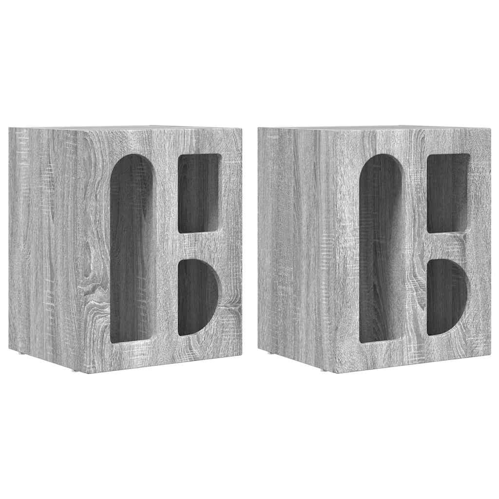 Sengebord 2 pcs Grå Sonoma 40 x 35 x 50 cm Konstrueret træ