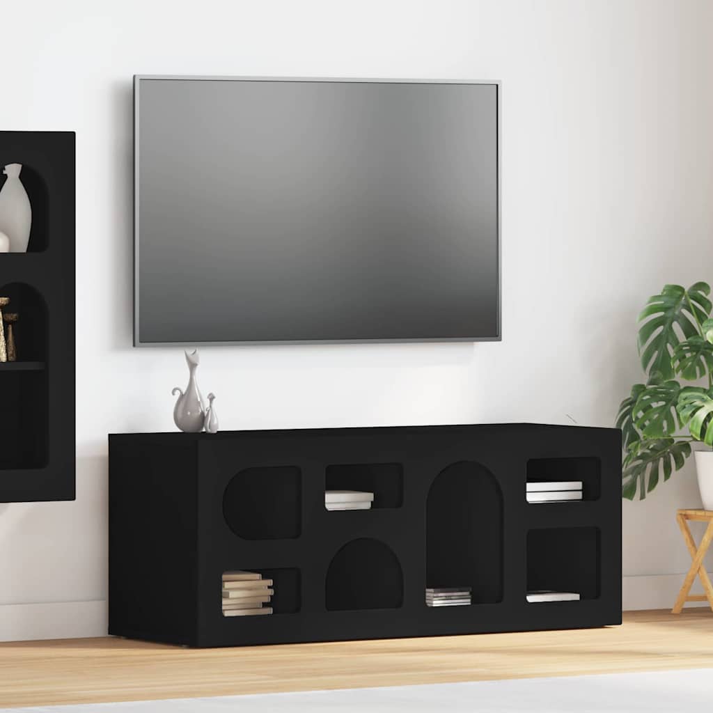 TV-skab Sort 100 x 35 x 40 cm Konstrueret træ