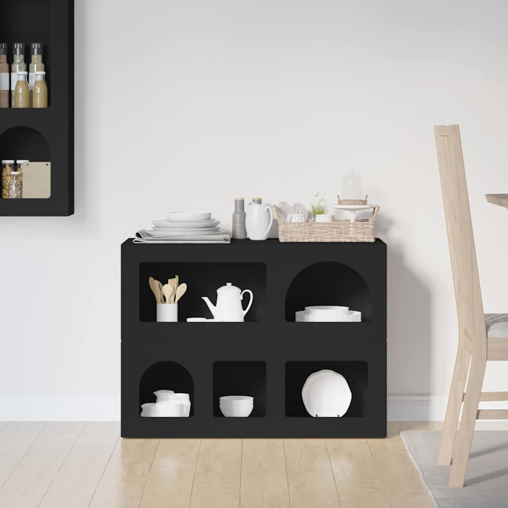 Sideboard ELST Sort 80,5 x 35 x 59 cm Konstrueret træ