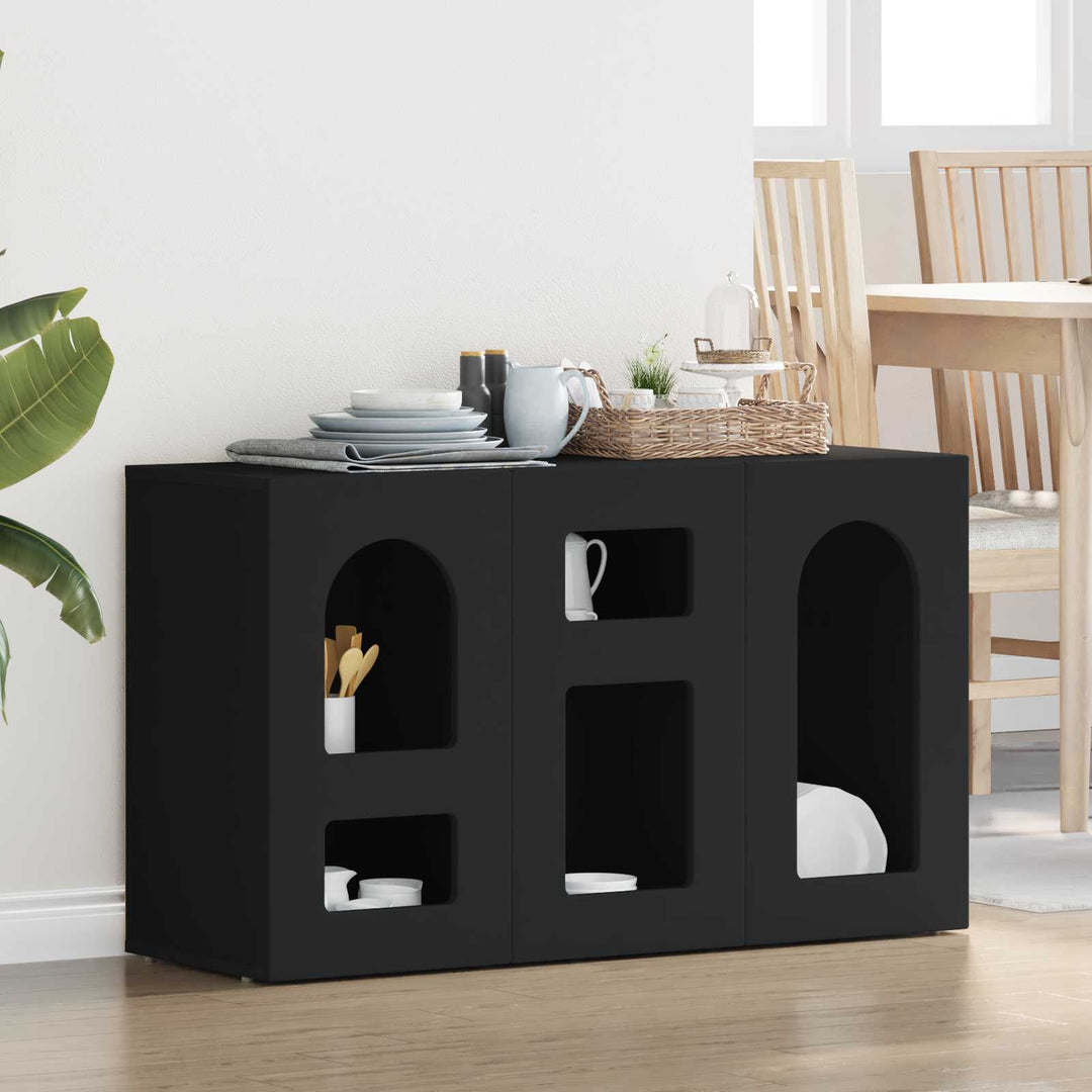 Sideboard ELST Sort 100 x 35 x 59 cm Konstrueret træ
