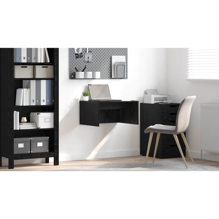 Væghængt skrivebord Sort eg 60 x 45 x 30 cm Konstrueret træ