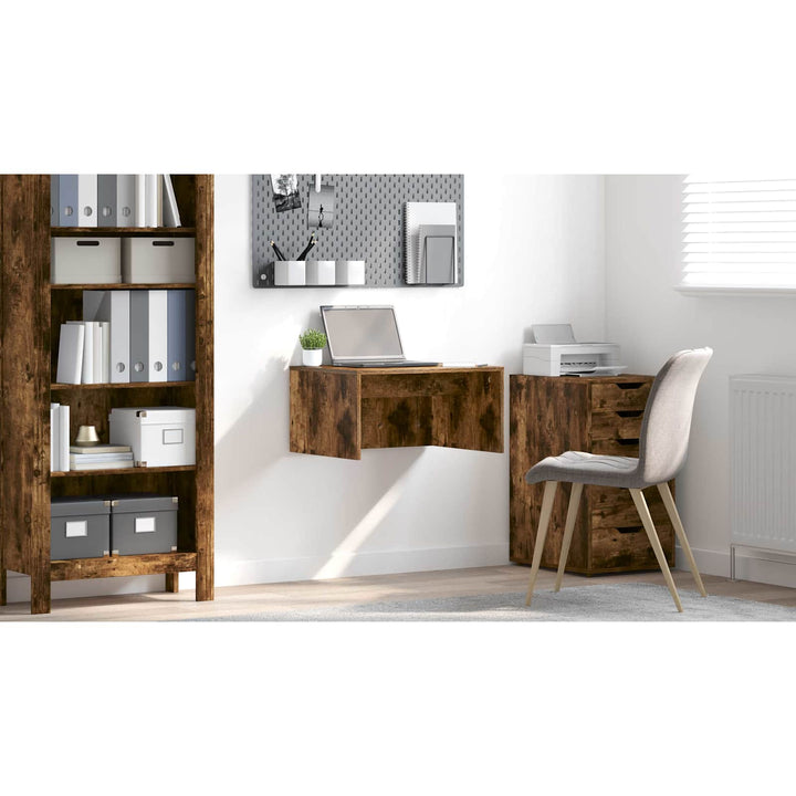 Væghængt skrivebord Røget eg 60 x 45 x 30 cm Konstrueret træ
