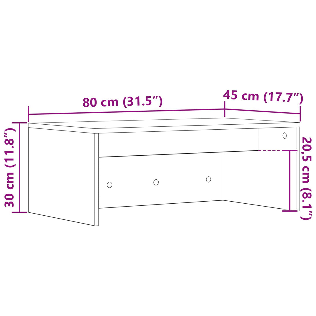 Væghængt skrivebord Sonoma eg 80 x 45 x 30 cm Konstrueret træ